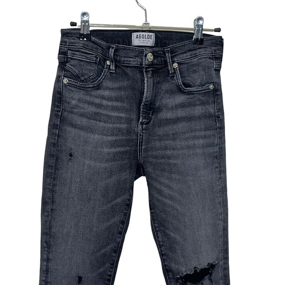 AGOLDE Sophie High Rise Skinny Jeans Silence Grey Distressed Size 26 - Picture 3 of 12